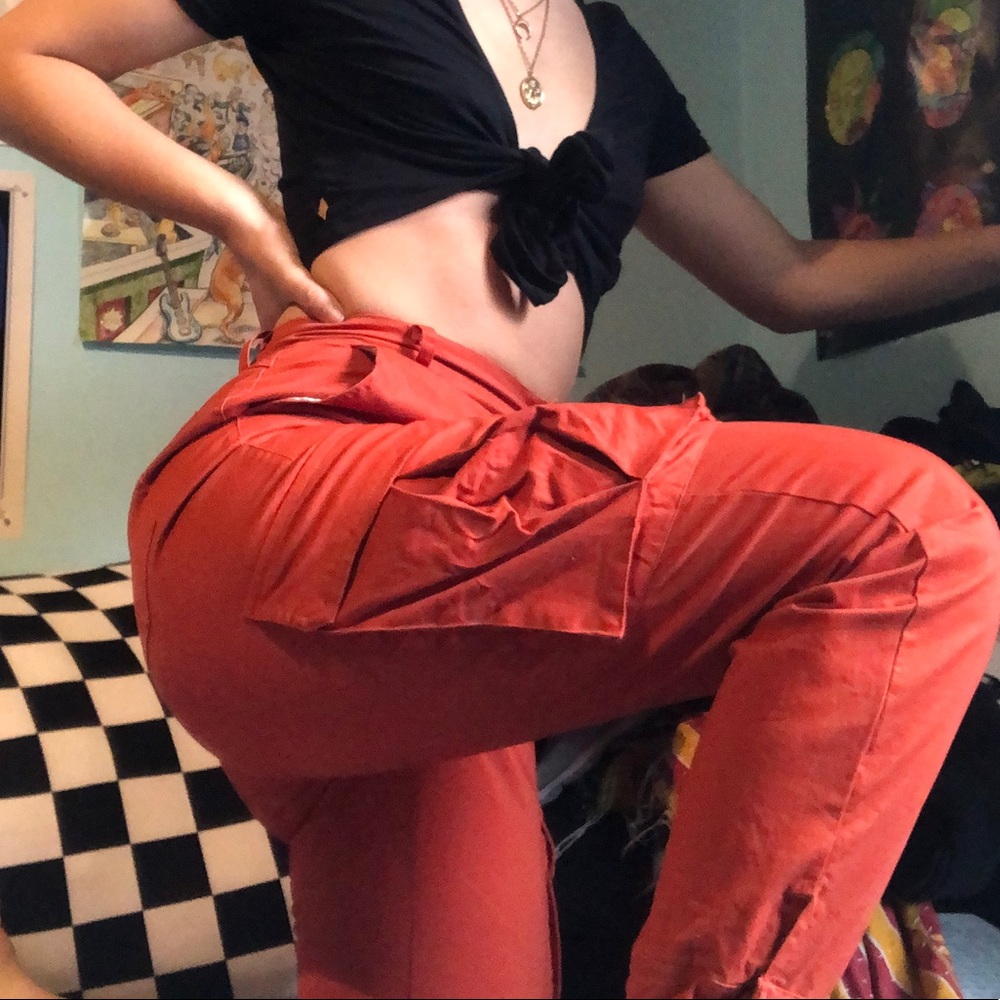 Orange cargo pants